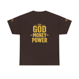 GMP "God Money Power" Tee - Gold Logo Graphic T-Shirt