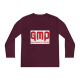 God Money Power (GMP) Youth Long Sleeve Tee — Red Logo Athletic Shirt