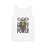 God Money Power- Skull Tank Top — Edgy Graphic Streetwear