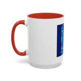 Blue Urban Prayer Coffee Mug — "God, Money, Power" Accent Mug
