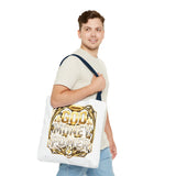 Tote Bag — "God Money Power" Gold Graphic Tote for Faith & Hustle