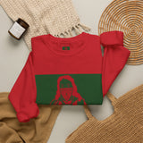 Crewneck Sweatshirt — Vintage Tarot Priestess Graphic (Green & Red)