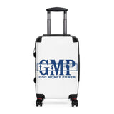 Carry-On Suitcase — "GMP: God Money Power" Blue Logo Travel Luggage