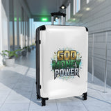 God Money Power Carry-On Suitcase — Bold Graphic Travel Luggage
