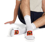 Men's Slide Sandals with Removable Strap — Tropical Crest Graphic