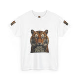 Tiger Graphic Tee — 'God • Money • Power' Bold Vintage Animal Shirt
