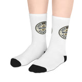 God Money Power- Good Morning Coffee Mid-Length Socks — Vintage Coffee Badge Crew Socks