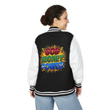 Letterman Jacket — "God Money Power" Retro Graphic Varsity Jacket