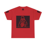Graphic Tee - Red Mystic Hooded Figure Streetwear