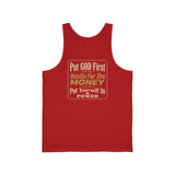 Faith & Hustle Tank Top — "Put GOD First, Hustle For The MONEY, Put Yourself In POWER" Motivational Christian Tank