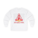 Long Sleeve Tee — "God Money Power" Graphic Boxing Buddha Design