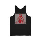 Religious Icon Tank Top - 'God Money Power' Red Graphic