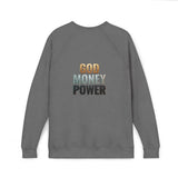 God Money Power Raglan Sweatshirt — Faith & Ambition Graphic Crewneck