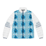 Powergod Money Puffer Jacket — All-Over Print Blue Graphic Men's Jacket