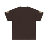Graphic Tee — "God Money Power" Gold Crest T-Shirt