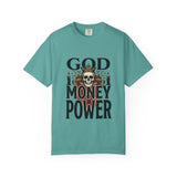 God Money Power- Skull T-Shirt — Gothic Skull Graphic Tee