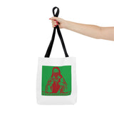 Jesus Face Mask Tote Bag – Green & Red Religious Graphic Shopper