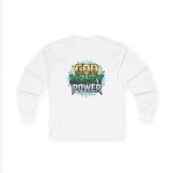 Long Sleeve Tee — "God Money Power" Graphic Spiritual Streetwear