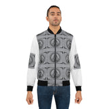 Retro TV Icon Bomber Jacket — Monochrome Vintage Screen Print