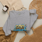 God Money Power Crewneck Sweatshirt — Bold Faith & Hustle Graphic Pullover