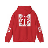 GMP 'Good Money Power' Logo Hoodie — White Red Graphic Sweatshirt