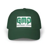 GMP 'God Money Power' Embroidered Classic Dad Cap — White Adjustable Baseball Hat