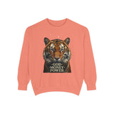 Tiger Portrait Sweatshirt – "God Money Power" Vintage Graphic
