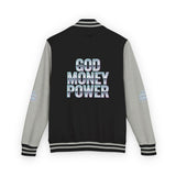 Letterman Jacket — 'God Money Power' Retro Chrome Varsity Jacket