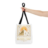 Egyptian Pyramid Tote Bag — "God Money Power" Sun & Ankh Graphic