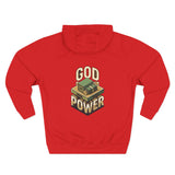 God Power Hoodie — Retro 3D Faith Graphic Fleece Hoodie