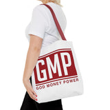 GMP Tote Bag — God Money Power Red Logo All-Over Print Tote