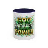 Accent Coffee Mug — "God Money Power" Bold Graphic Ceramic Mug
