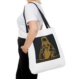 Religious Icon Tote Bag — 'God Money Power' Gold Graphic