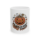 Halloween Pumpkin 'GMP God Money Power' Ceramic Mug (11oz & 15oz)