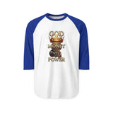 Raglan Shirt — "God Money Power" Crown Graphic Baseball Tee