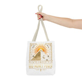 Egyptian Pyramid Tote Bag — "God Money Power" Sun & Ankh Graphic