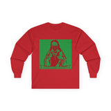 Long Sleeve Tee — Retro Religious Icon Graphic (Green/Red)