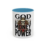 God Money Power-Coffee Mug — Skull Crown Gothic Accent Mug (11oz & 15oz)