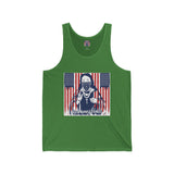 Patriotic Bandana Priest Tank Top — American Flag Graphic “Madonna of Mercy”