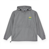 God Money Power- Royal Blue Packable Anorak Jacket with Floral Patch — Lightweight Hooded Windbreaker