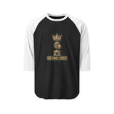 Raglan Shirt — Gold Crown 'God Money Power' Graphic Baseball Tee