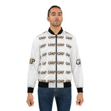 GMP Logo All-Over Print Men's Bomber Jacket — White Branded Streetwear