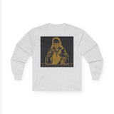 Long Sleeve Tee — Gold Saint Illustration with "I Got Money Power" Banner