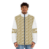 GMP Logo Puffer Jacket — Gold Repeat all-over Print