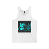 God Money Power Neon Tank Top — Graphic Religious Statement Jersey Tank