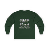 Long Sleeve Tee — GMP God "Money Power" Metallic Logo