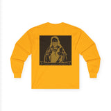 Long Sleeve Tee — Gold Saint Illustration with "I Got Money Power" Banner