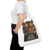 Tiger 'God Money Power' Tote Bag — Bold Wildlife Statement Bag