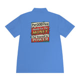 Men's Motivational Polo — "Put GOD First, Hustle For The Money, Put Yourself In Power"