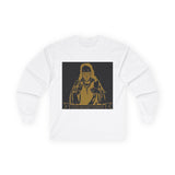 Long Sleeve Tee — Gold Saint Illustration with "I Got Money Power" Banner